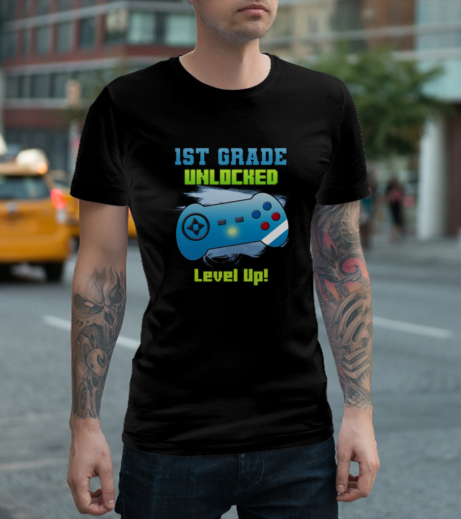 1st Grade Unlocked Level Up Gaming Controller T-Shirt