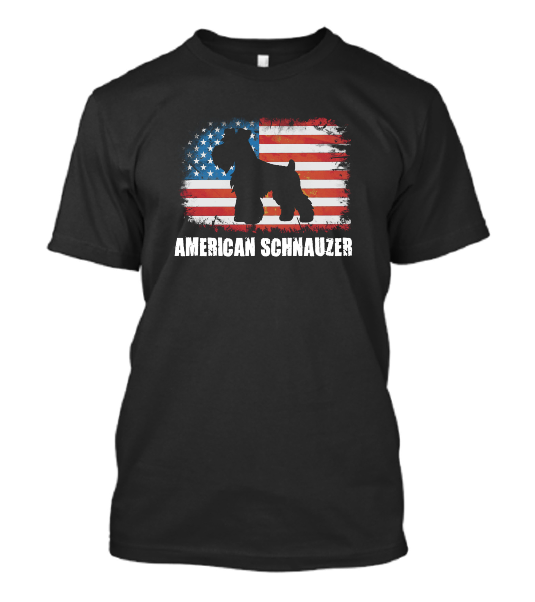 American Schnauzer Silhouette With USA Flag Background T-Shirt