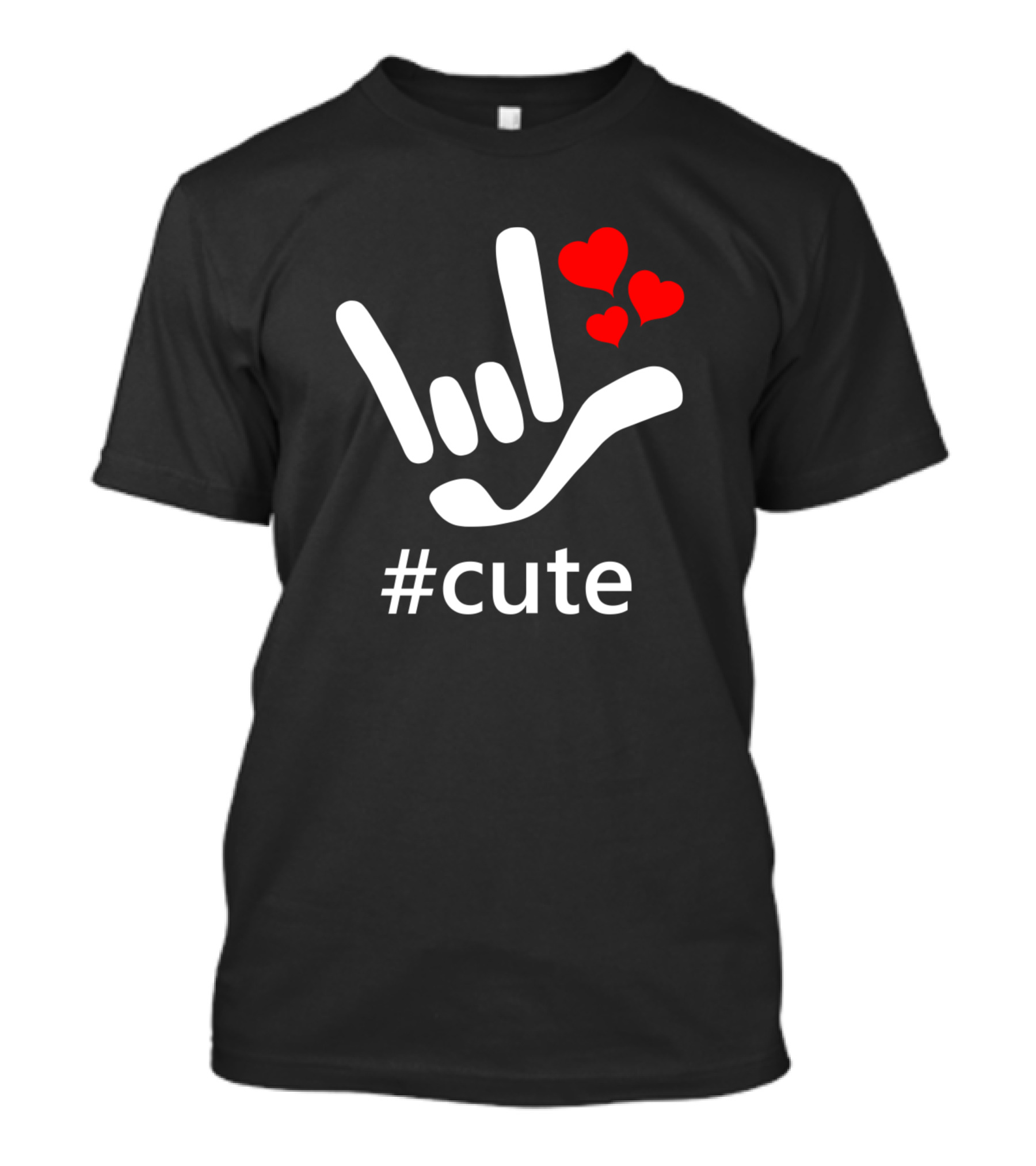 ASL ILY Hand Sign Hashtag Cute Hearts Love You American T-Shirt