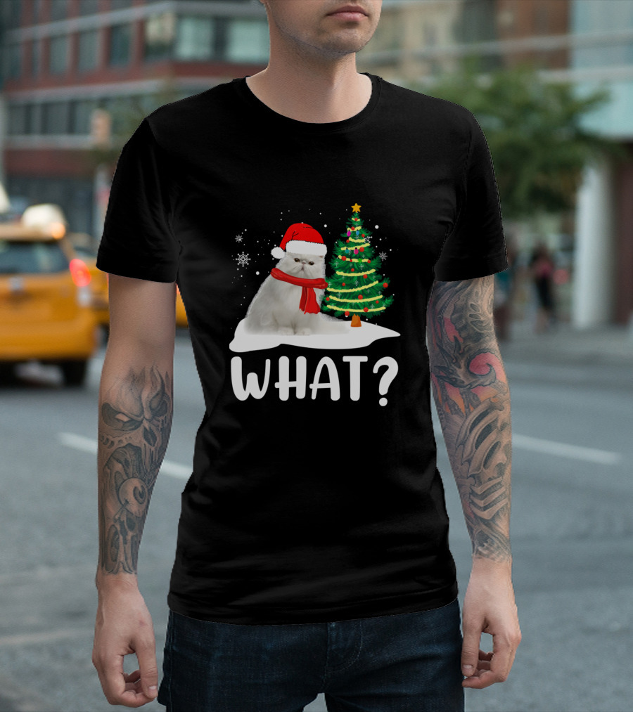 What Cat Funny Christmas Tree Kitten Kitty T-Shirt
