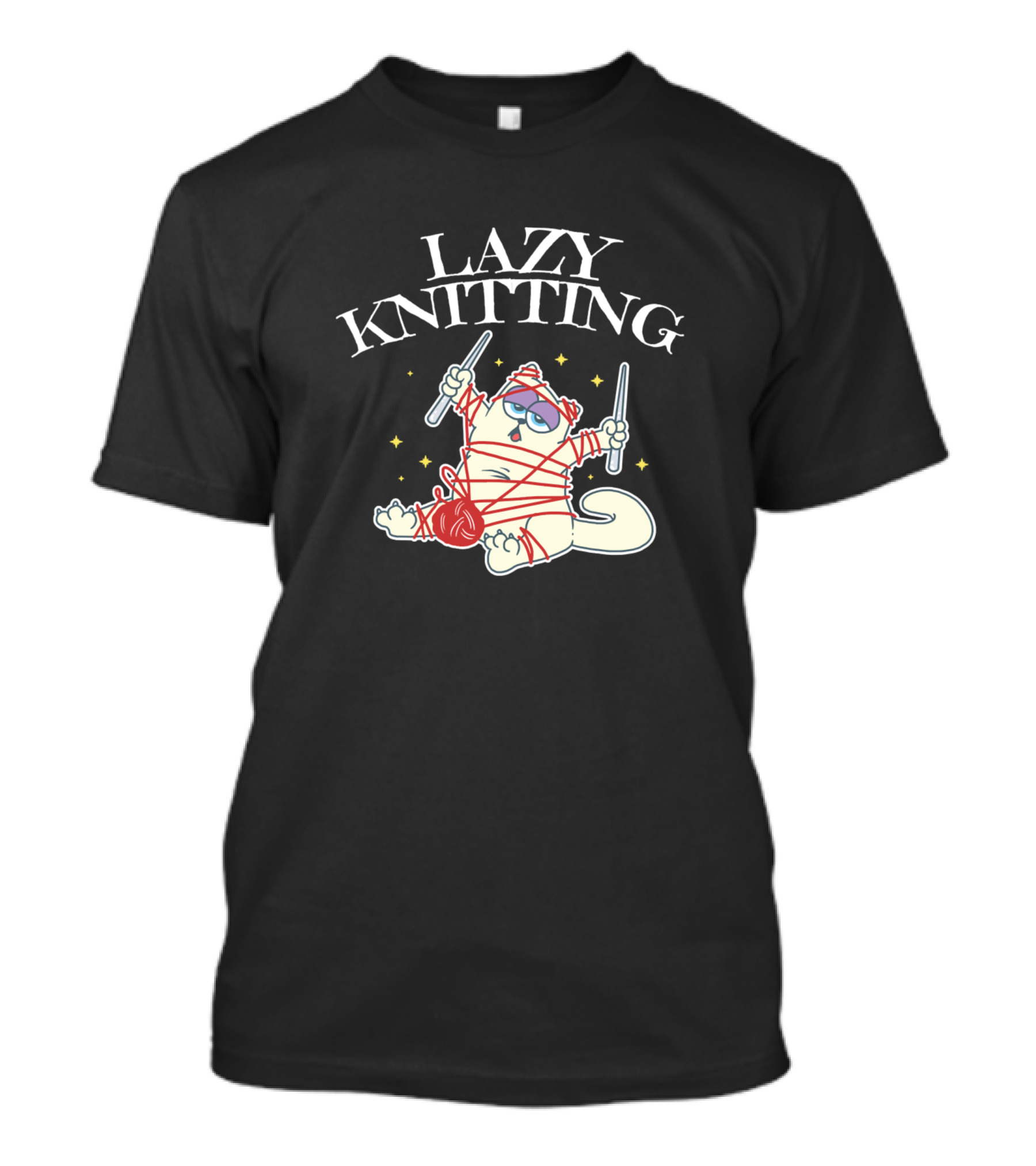 Lazy Knitting Funny Cats Yarn Lover Pet Kitten T-Shirt