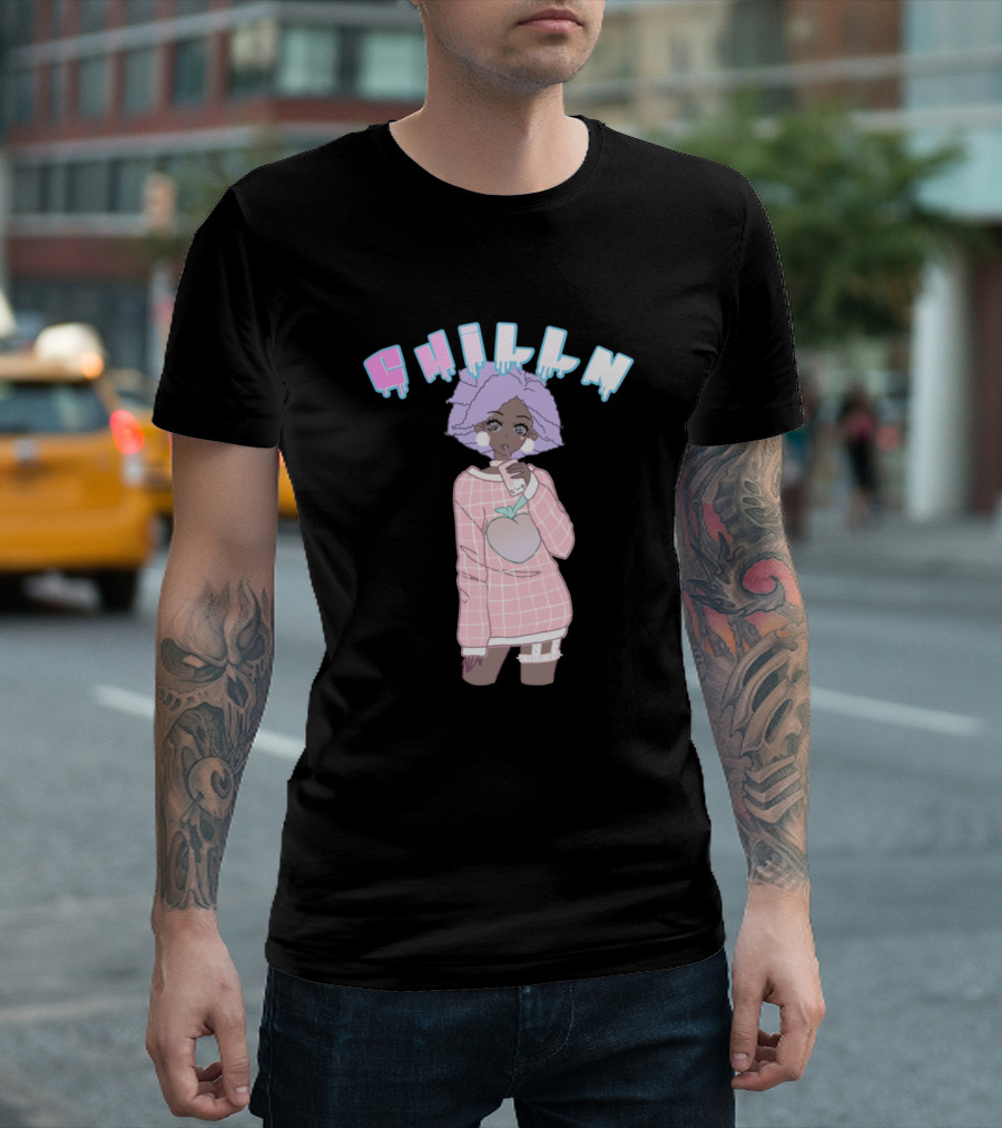 CHILLIN Pastel Aesthetic Girl With Drink T-Shirt