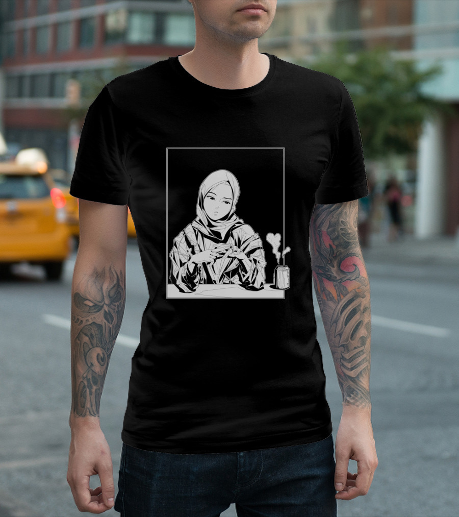 Code Girl Thoughtful Hijab Art with Heart Steam Mug T-Shirt