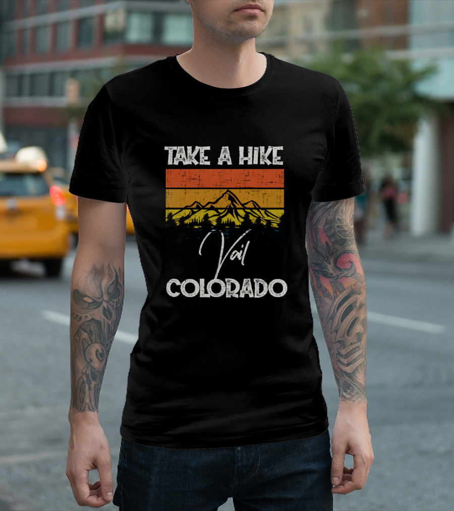 Take A Hike Vail Colorado Vintage Mountain Sunset T-Shirt