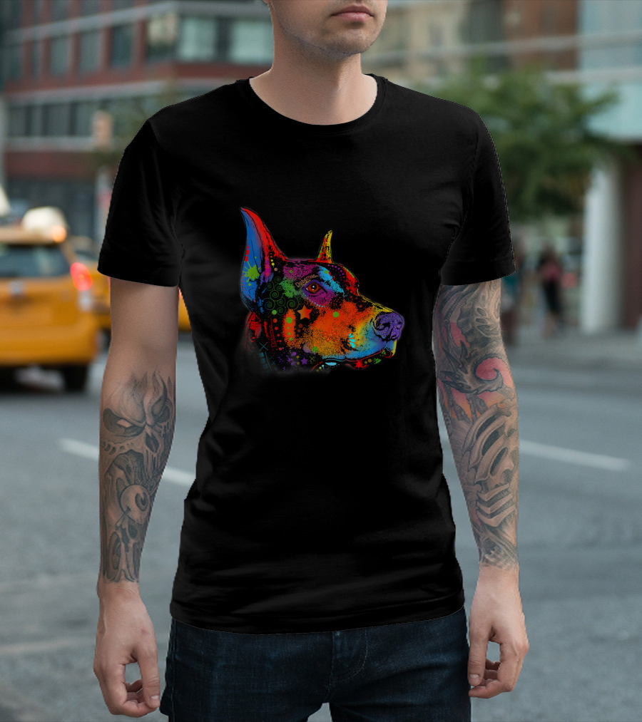 Colorful Doberman Dog Painting T-Shirt