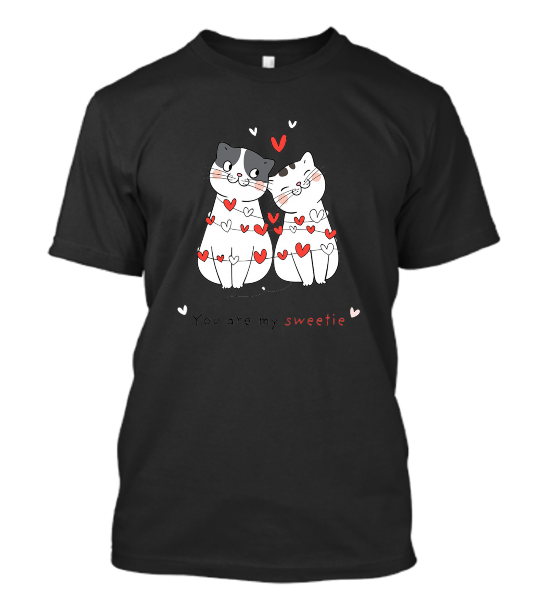 Couple Cat Valentine You Are My Sweetie Hearts T-Shirt