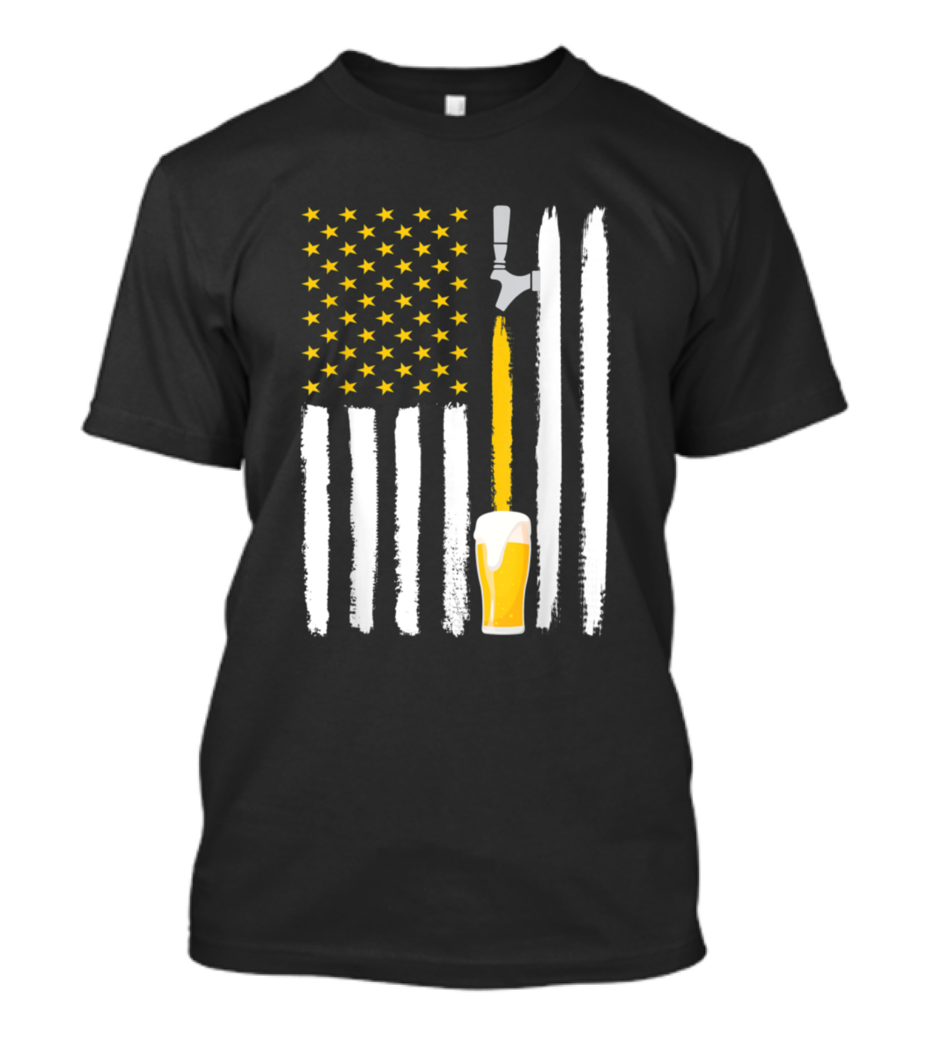 Craft Beer American Flag Tap And Glass USA 4th July Brew T-Shirt