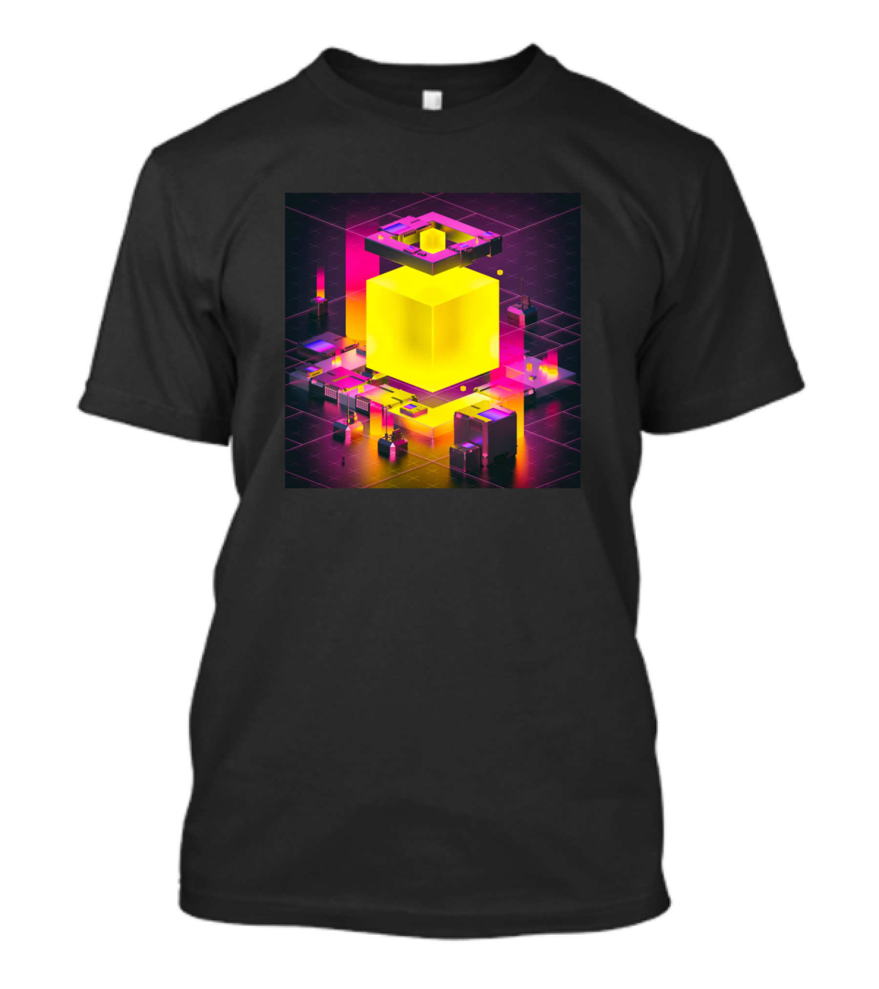 Cre90wrld Neon Cube Digital Grid T-Shirt