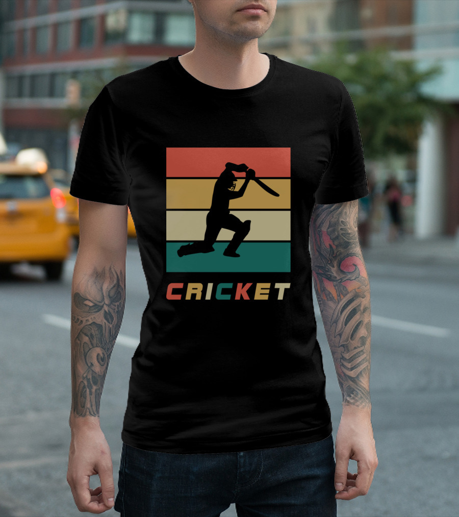 CRICKET Retro Vintage Batting T-Shirt
