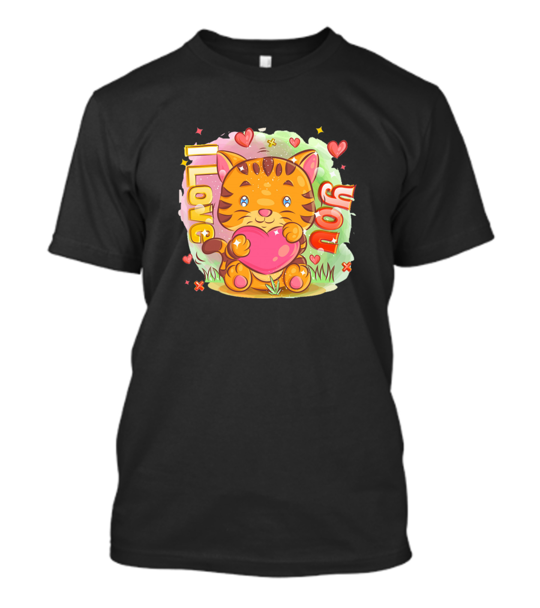 I Love You Cute Tiger Holding Heart T-Shirt