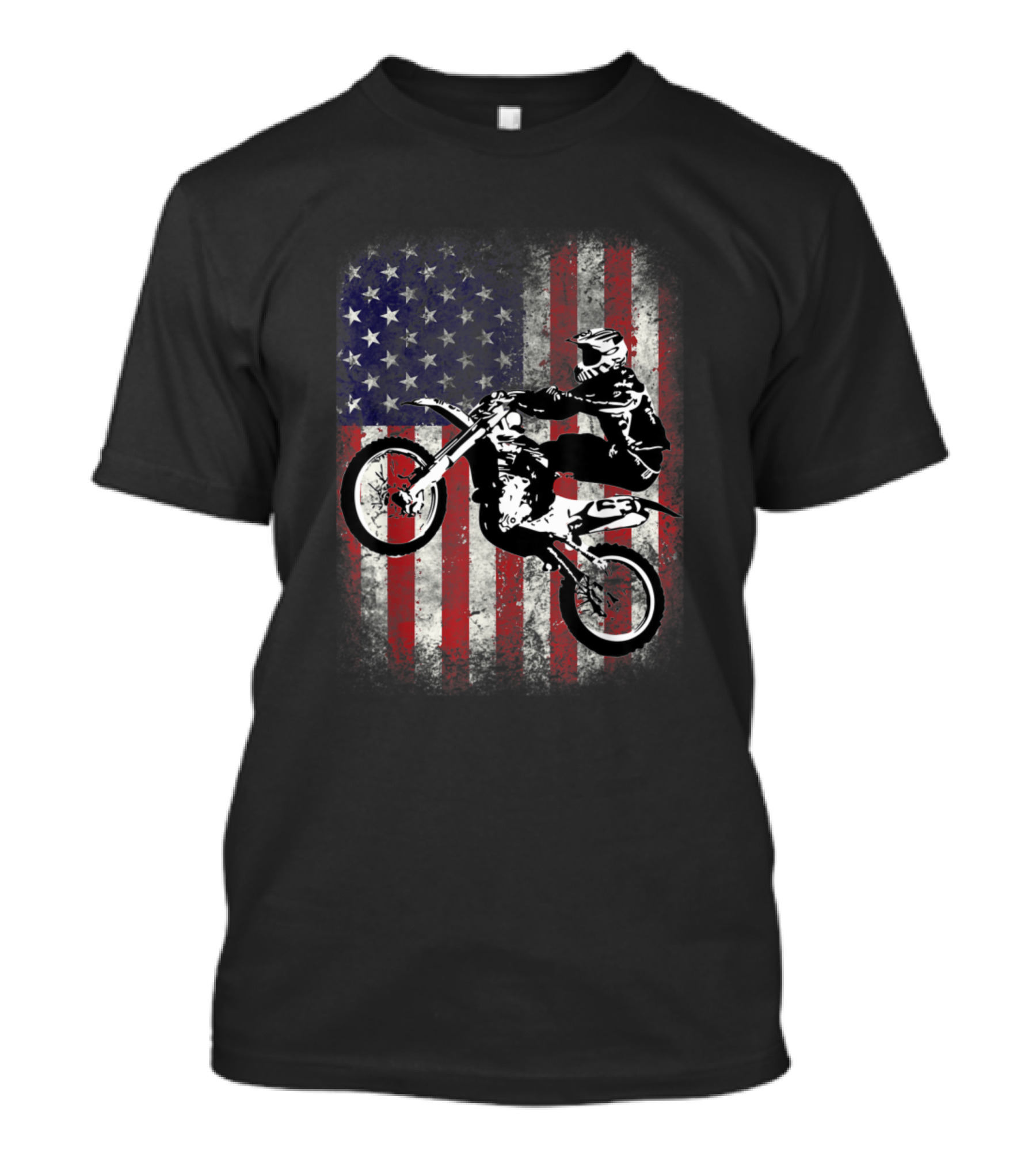 Dirt Bike American Flag Motocross Biker 4th Of July USA Rider T-Shirt