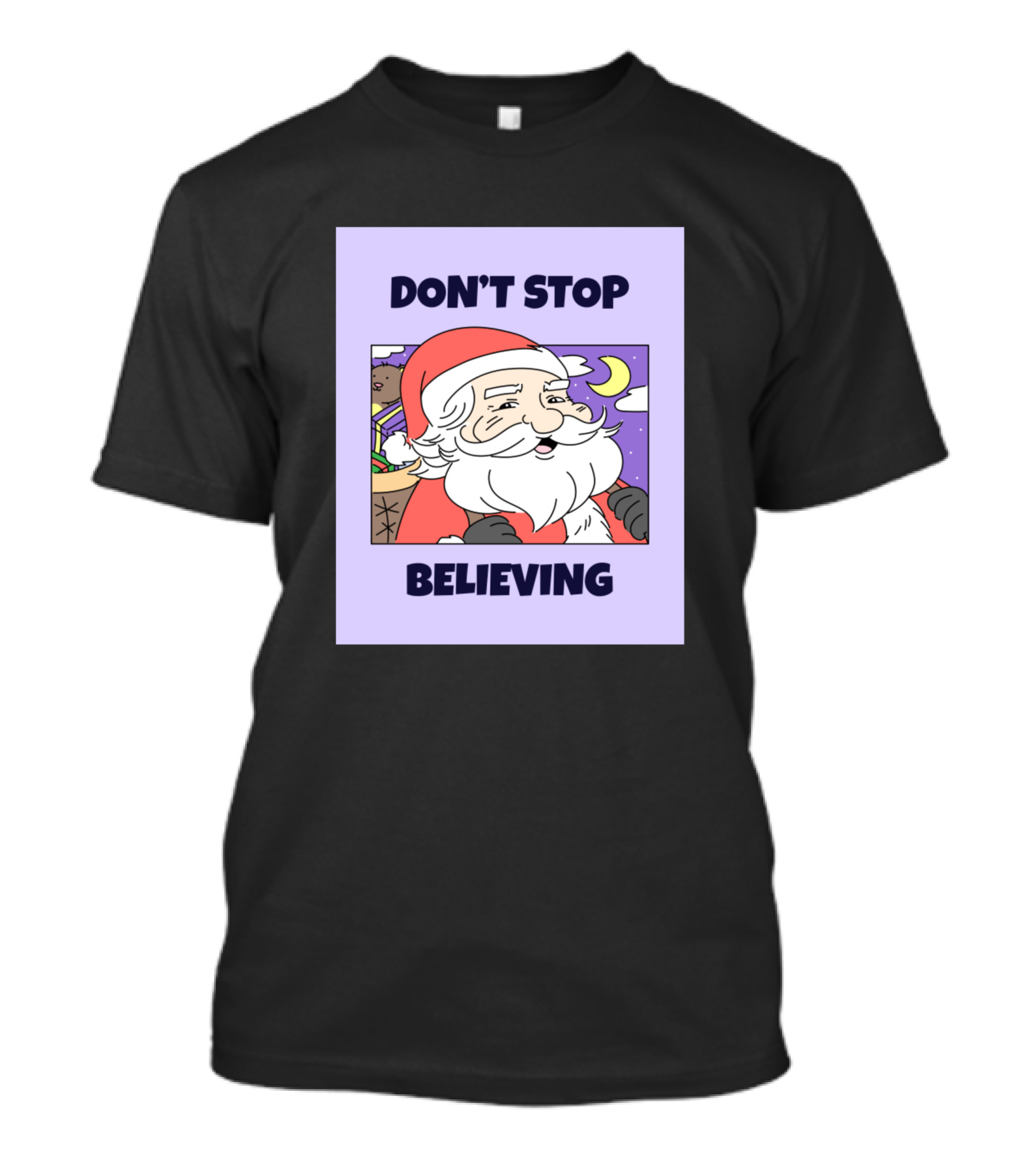 DON'T STOP BELIEVING SANTA CHRISTMAS MOONLIGHT T-Shirt