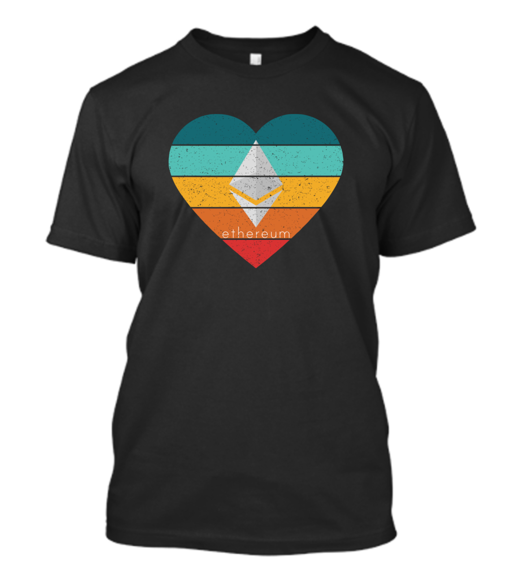 Ethereum Heart Symbol With Stripes And Cryptocurrency T-Shirt