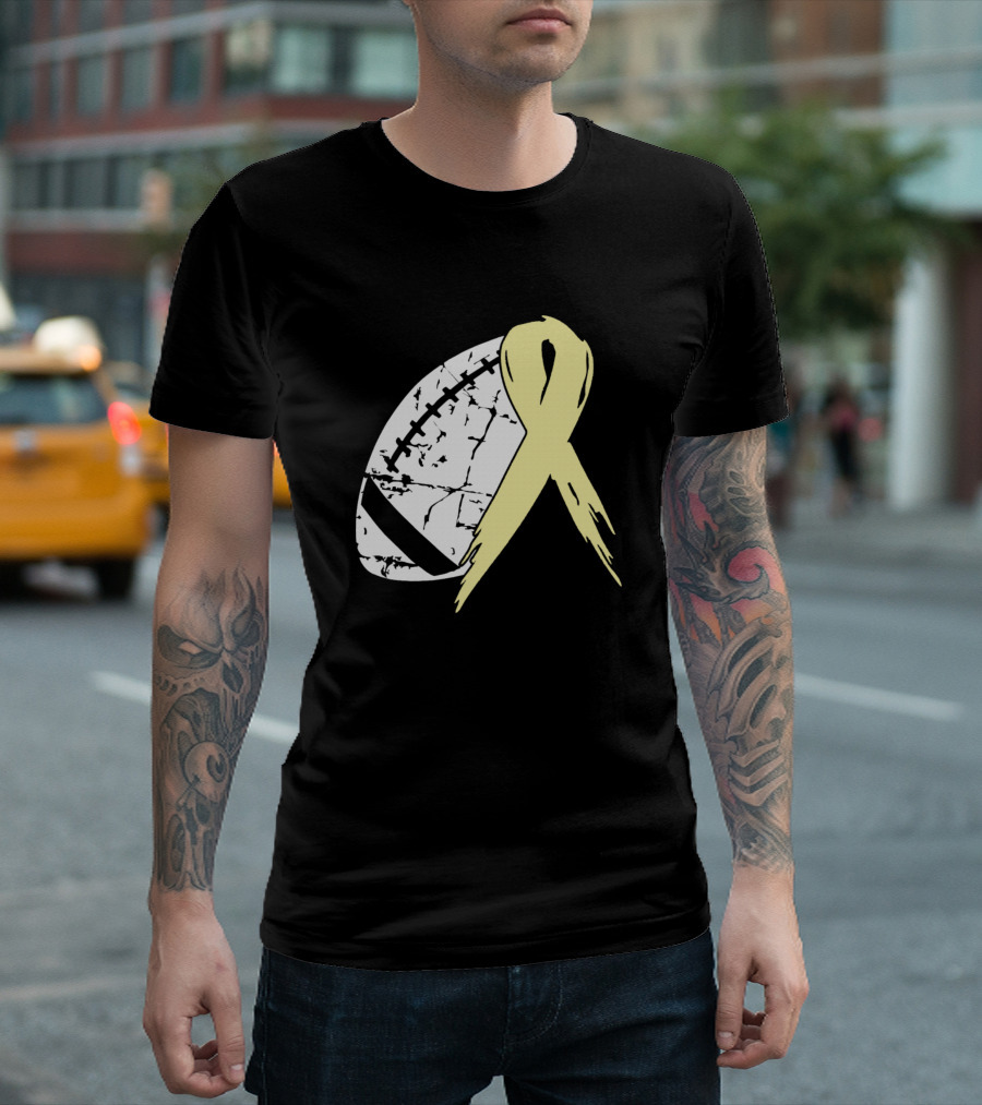 Football Tackle Spina Bifida Awareness Pale Yellow Ribbon T-Shirt