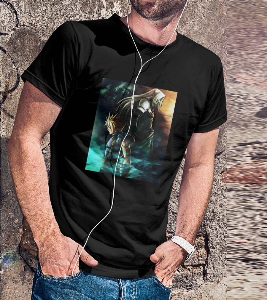 Final Fantasy Battle Scene With Cloud And Sephiroth Forever Soldier T-Shirt