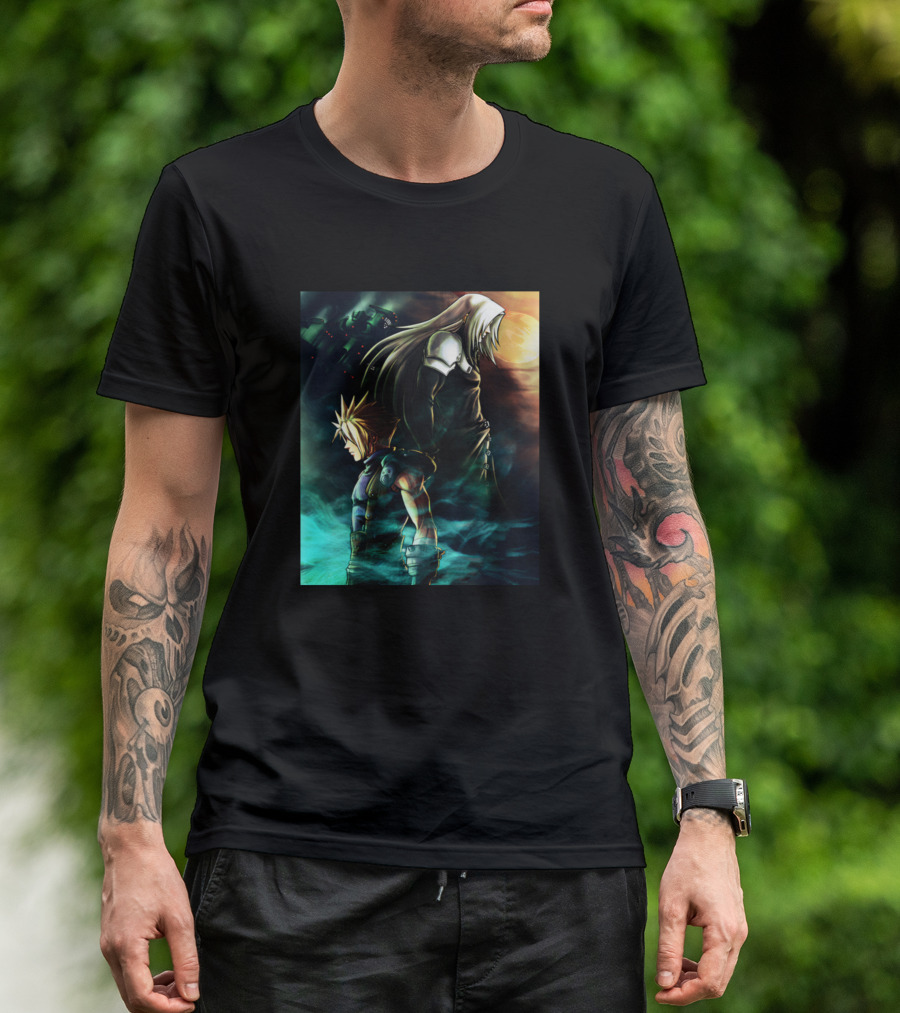 Final Fantasy Battle Scene With Cloud And Sephiroth Forever Soldier T-Shirt