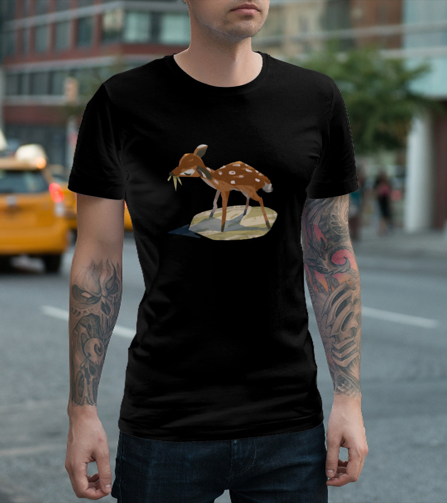 Formosan Silk Deer Grazing on Sunlit Meadow T-Shirt