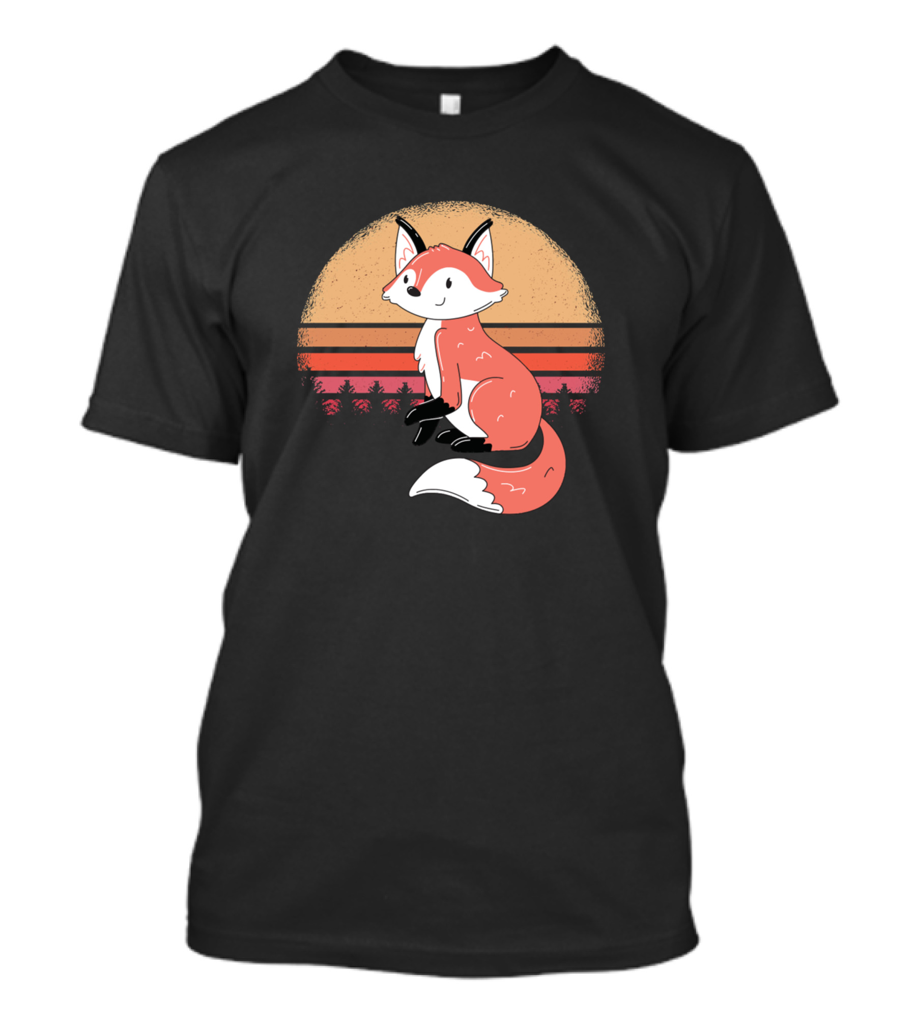 Sweet Fox In Wild Life Scene With Sunset Background T-Shirt