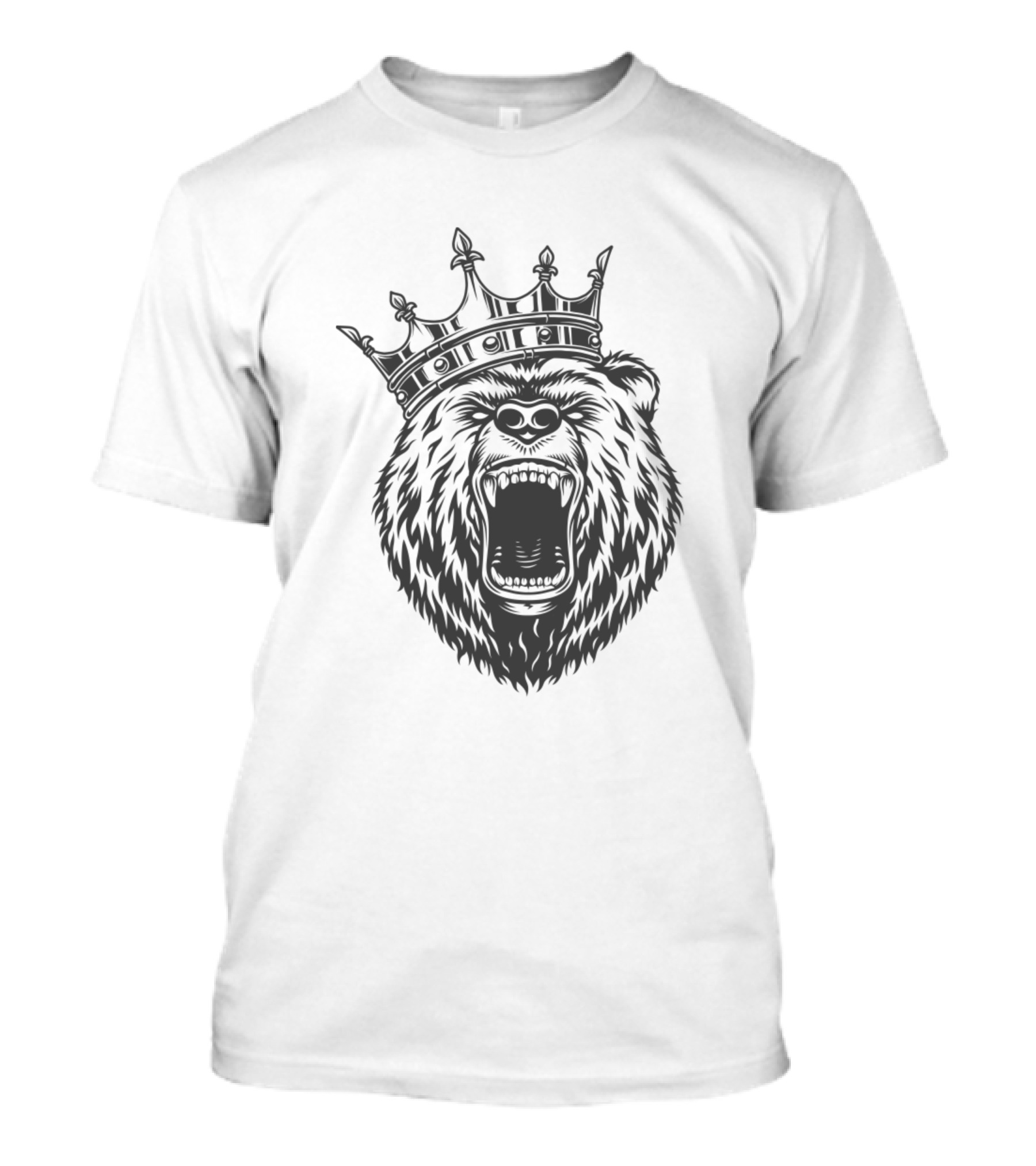 King Bear With Crown Roaring Fiercely T-Shirt