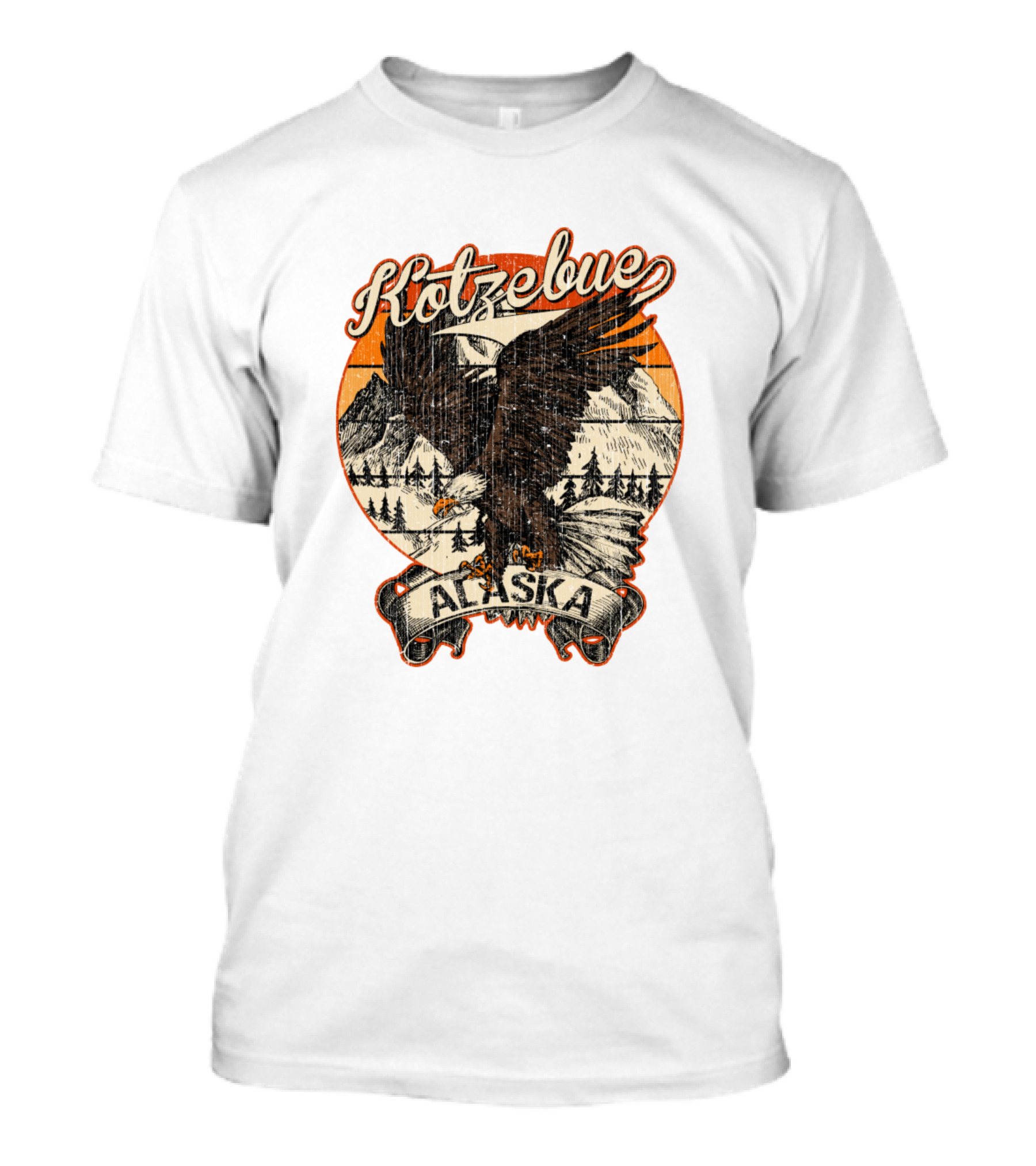 Kotzebue Alaska Bald Eagle Retro Vintage Aesthetic Mountain Scene T-Shirt