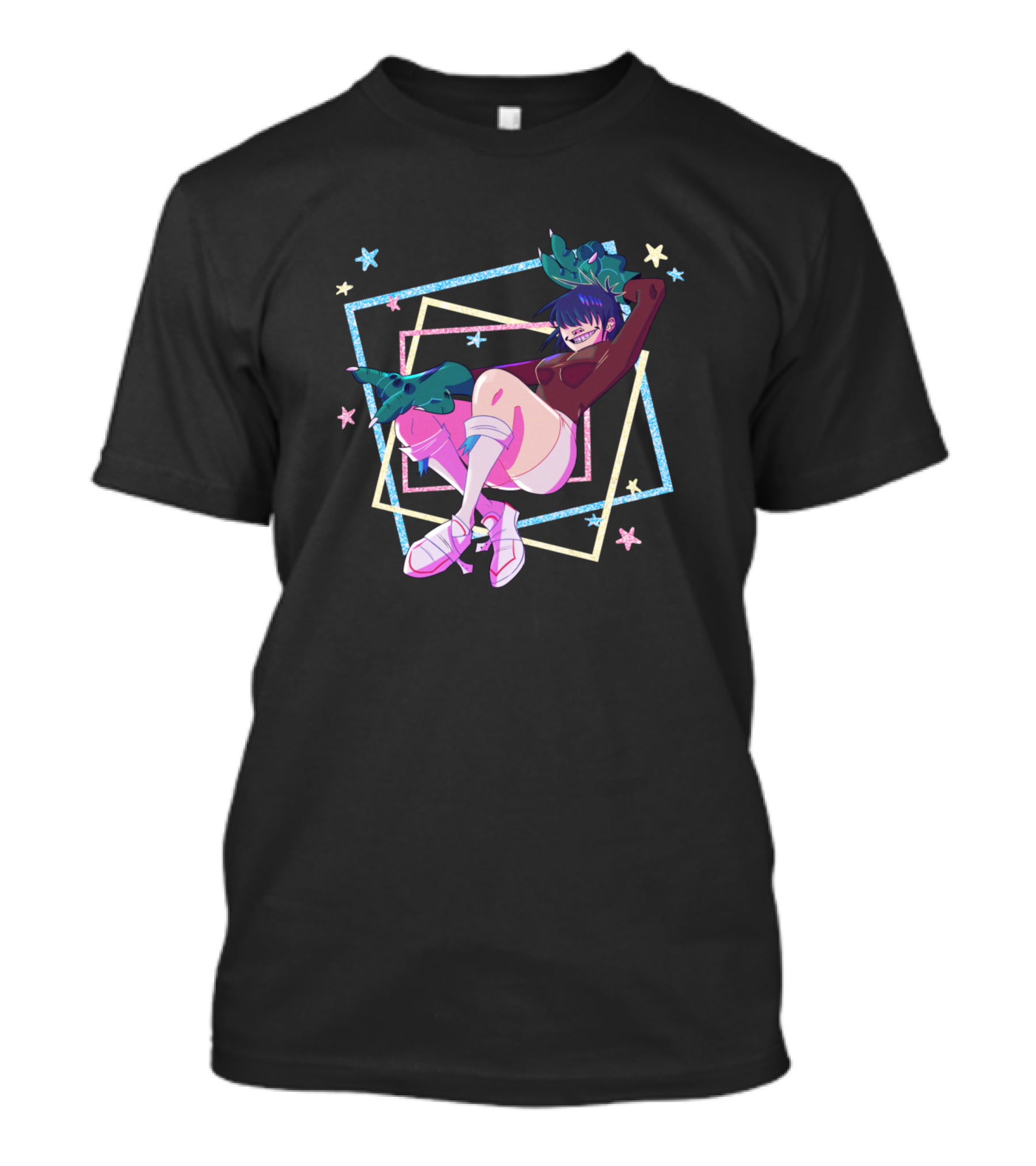 Noodle Gorillaz Colorful Starry Geometric T-Shirt