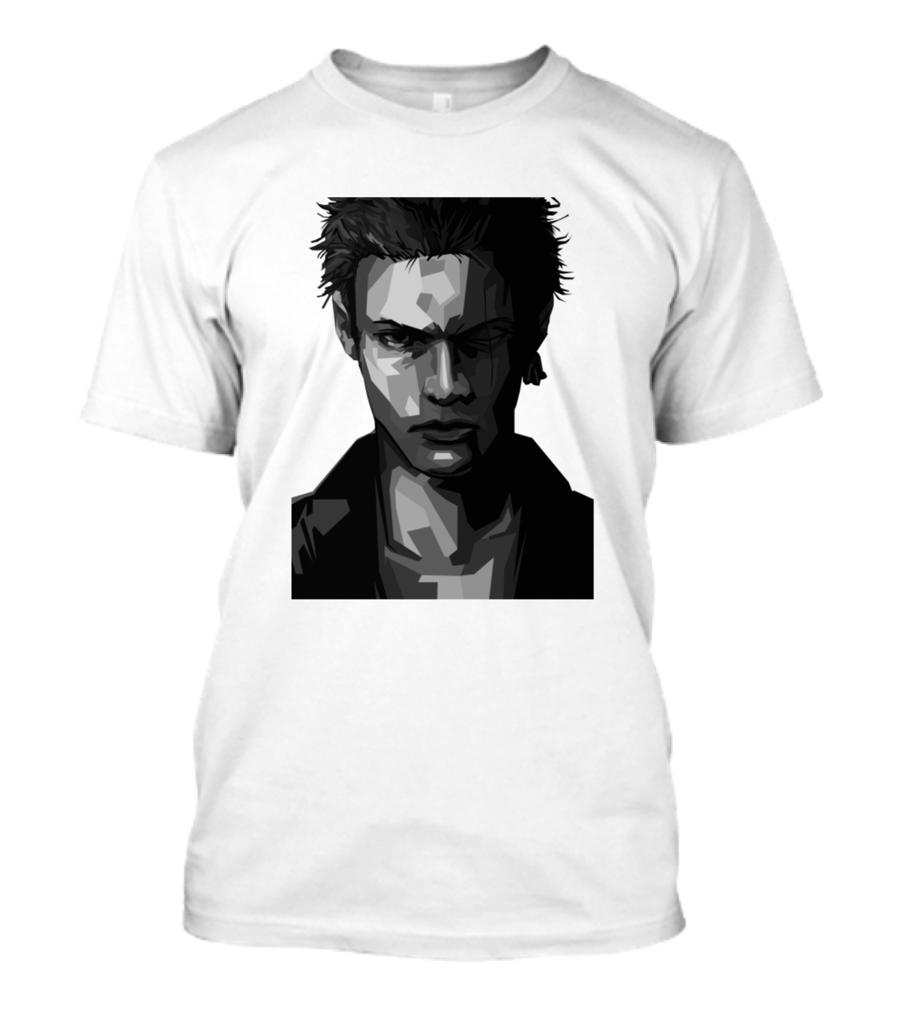 One Eyed Grayscale Portrait Rugged Character T-Shirt