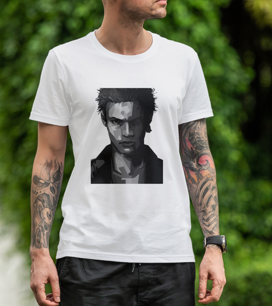 One Eyed Grayscale Portrait Rugged Character T-Shirt