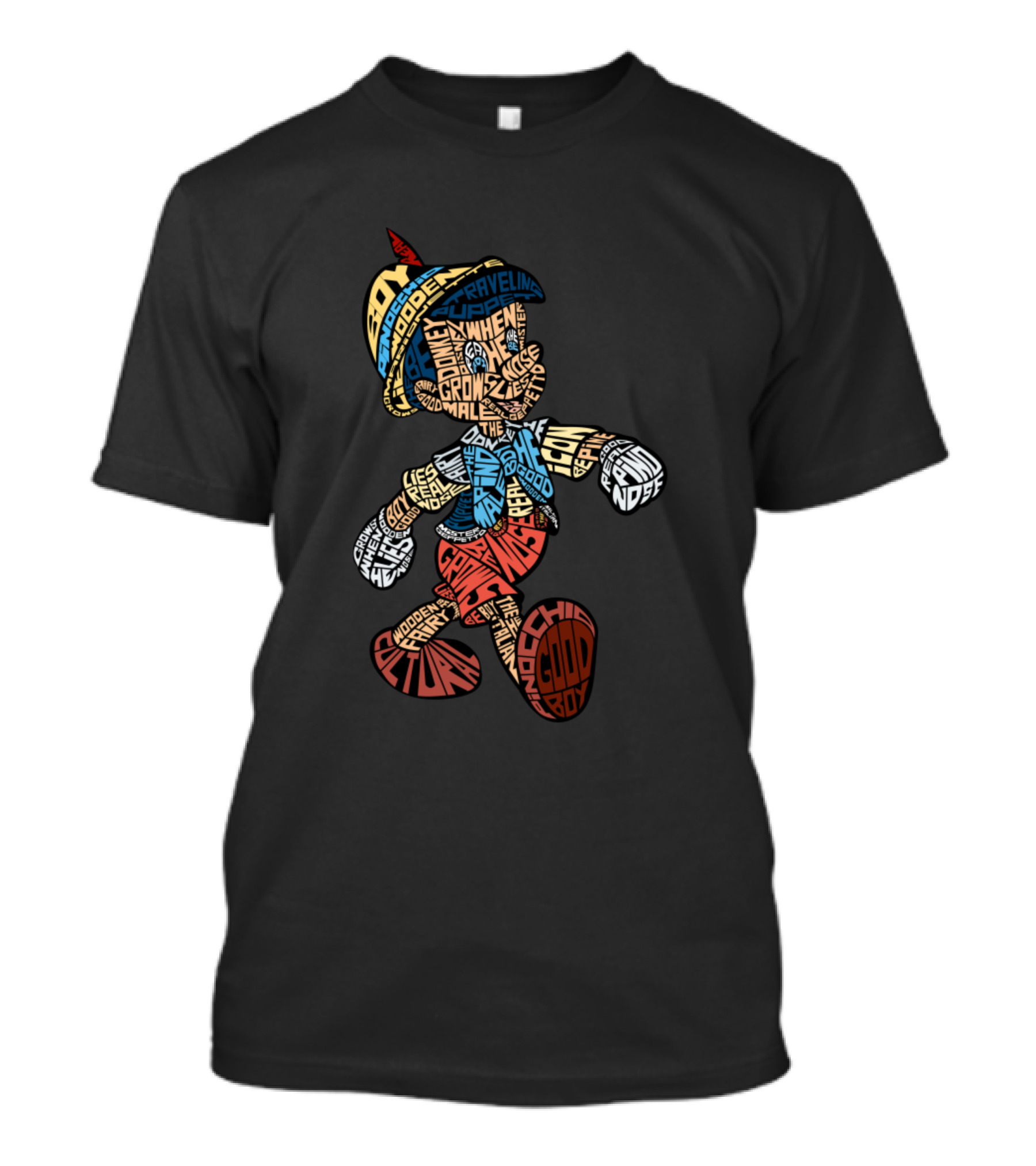 Pinokio Wooden Puppetry Lies Silly Calligram T-Shirt