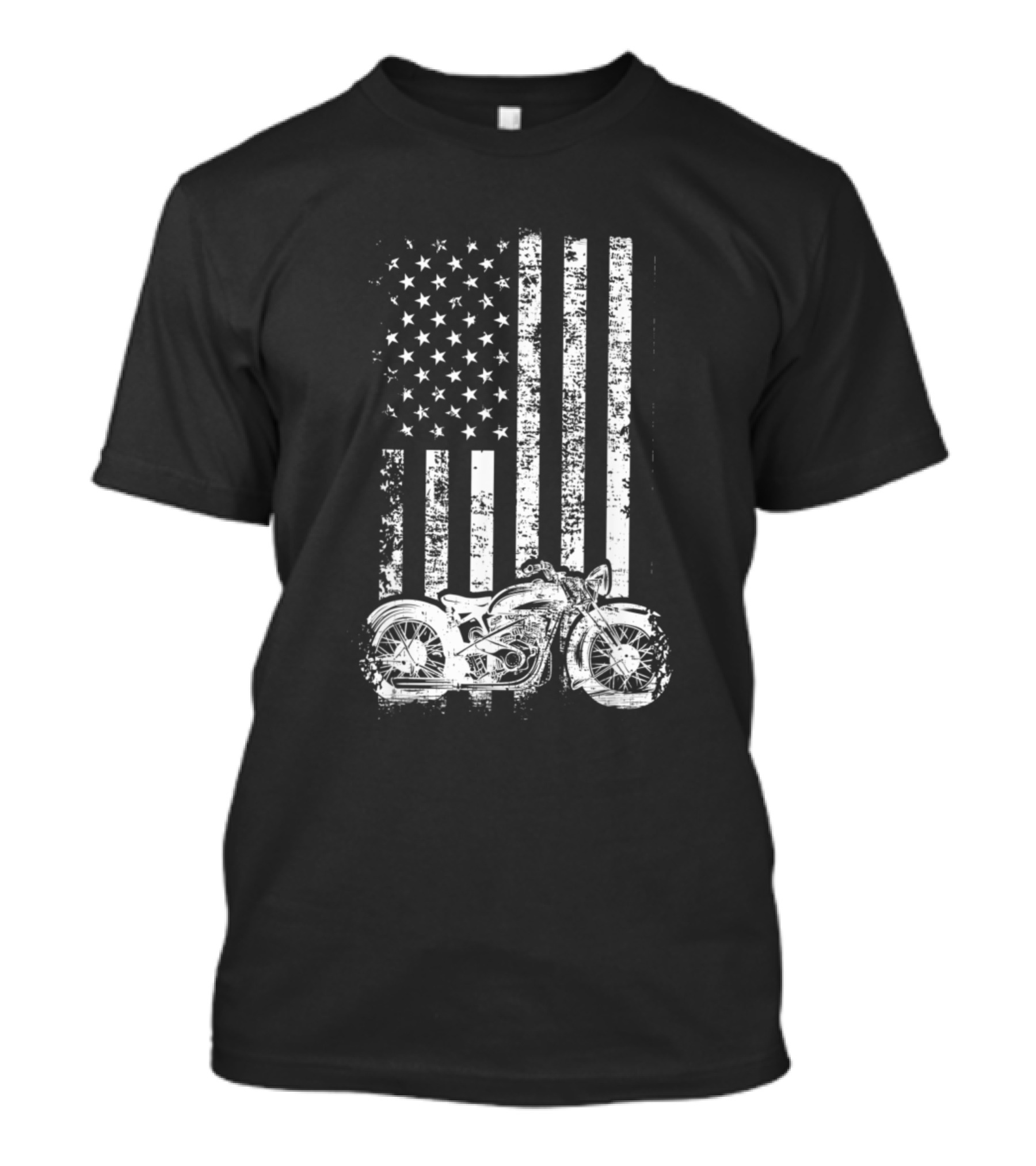 Retro Motorcycle Distressed American Flag T-Shirt