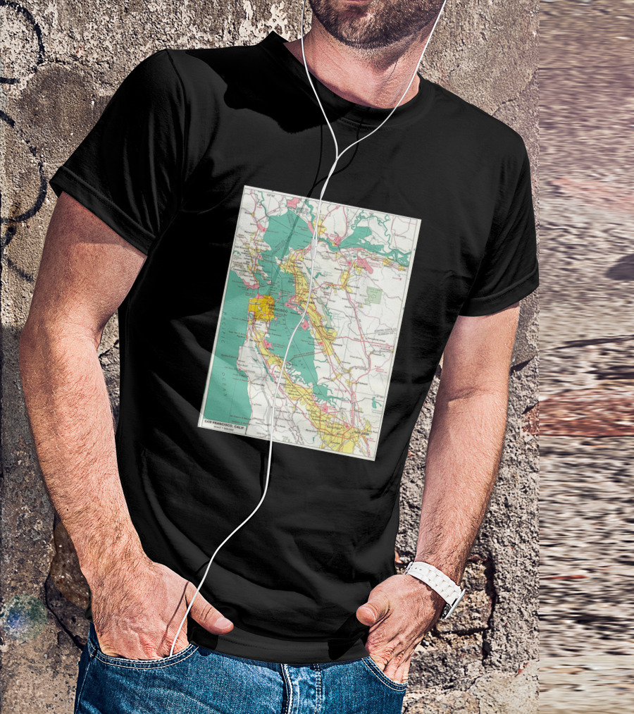 San Francisco Calif Vintage Map 1938 Pacific Coast Route Details T-Shirt