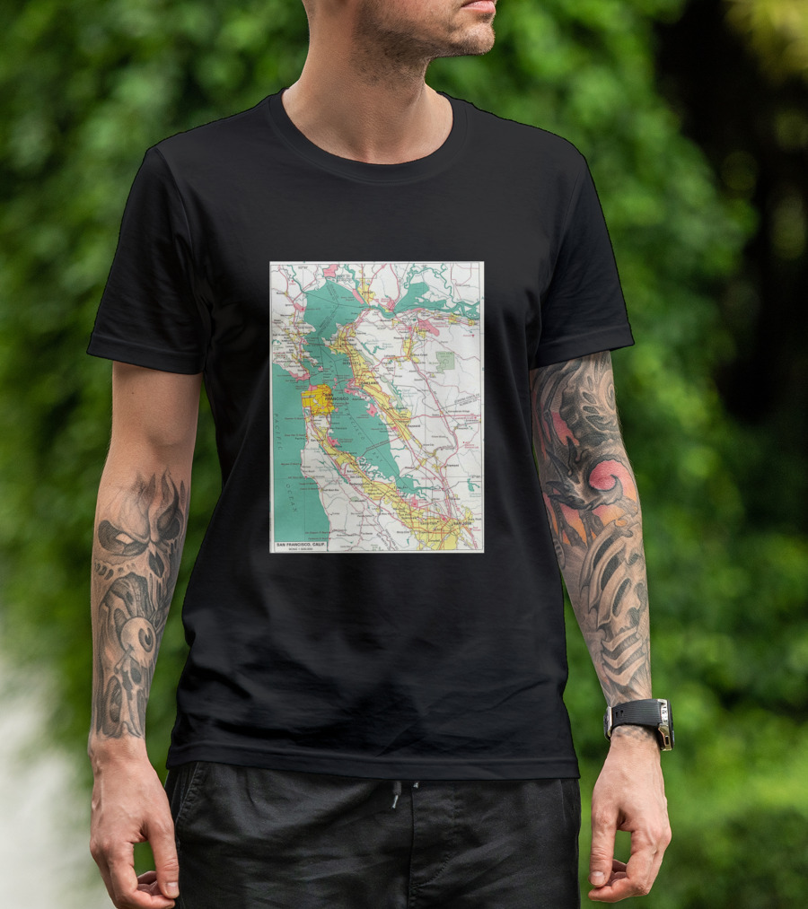 San Francisco Calif Vintage Map 1938 Pacific Coast Route Details T-Shirt