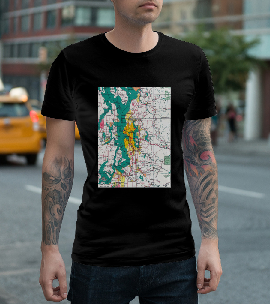 Seattle Washington City Map T-Shirt
