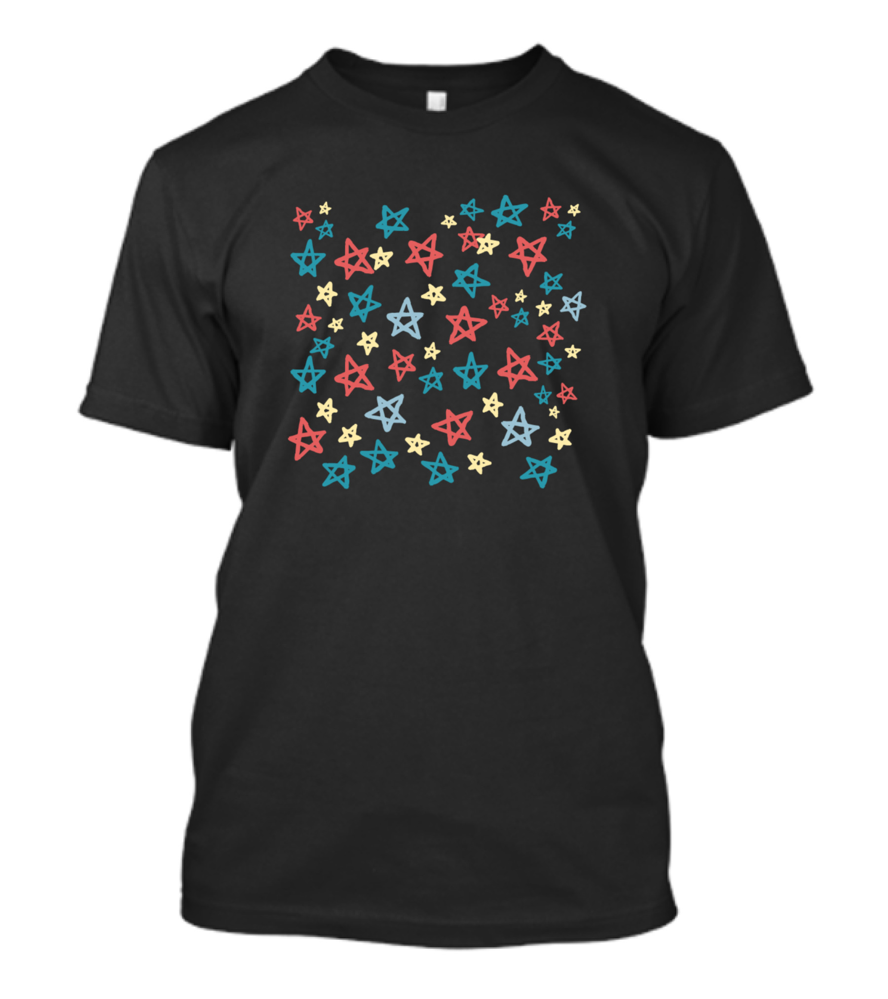 Stars Pattern Design Red Blue Yellow Stars T-Shirt