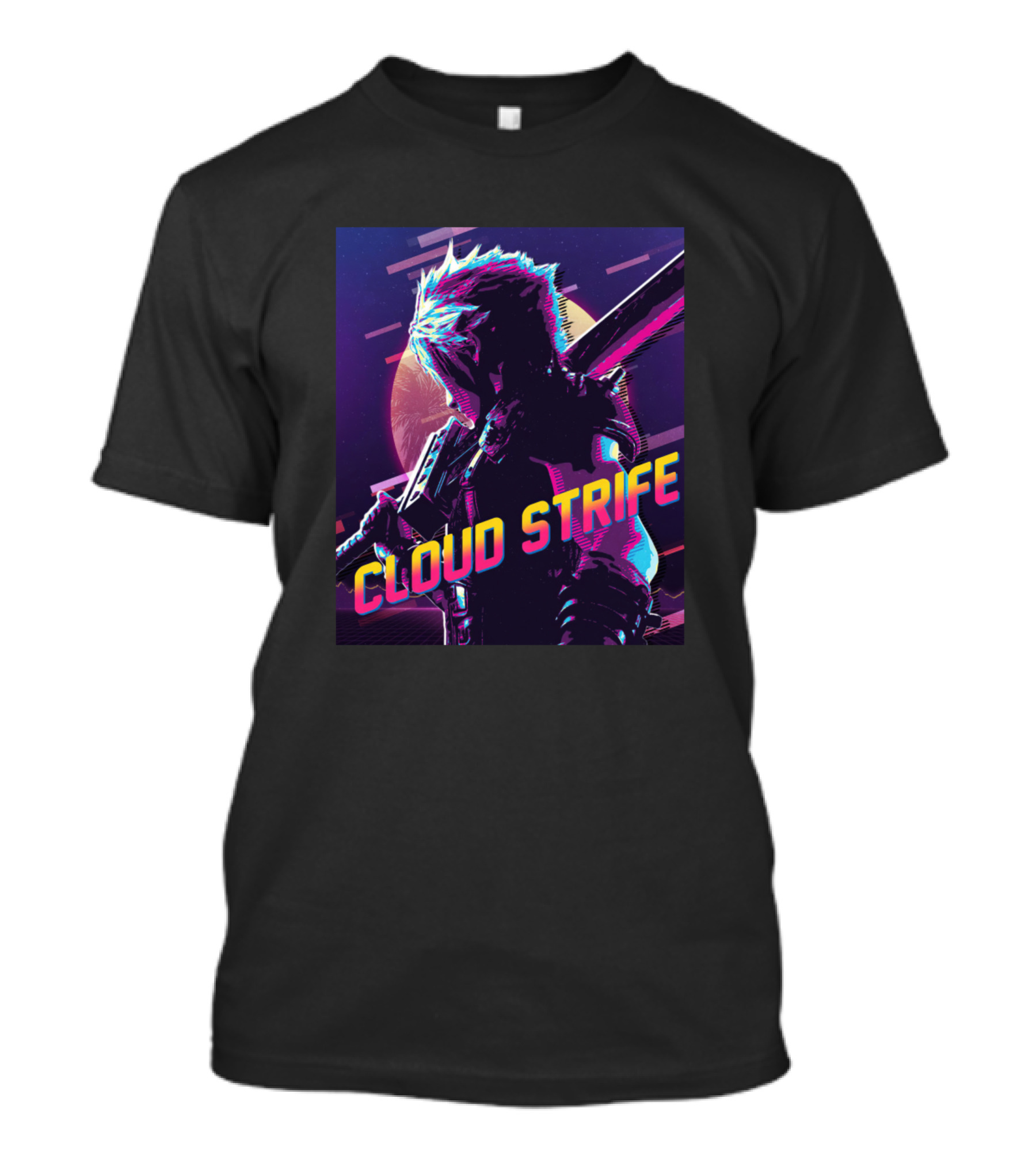 Cloud Strife Retro Neon Fantasy Warrior T-Shirt
