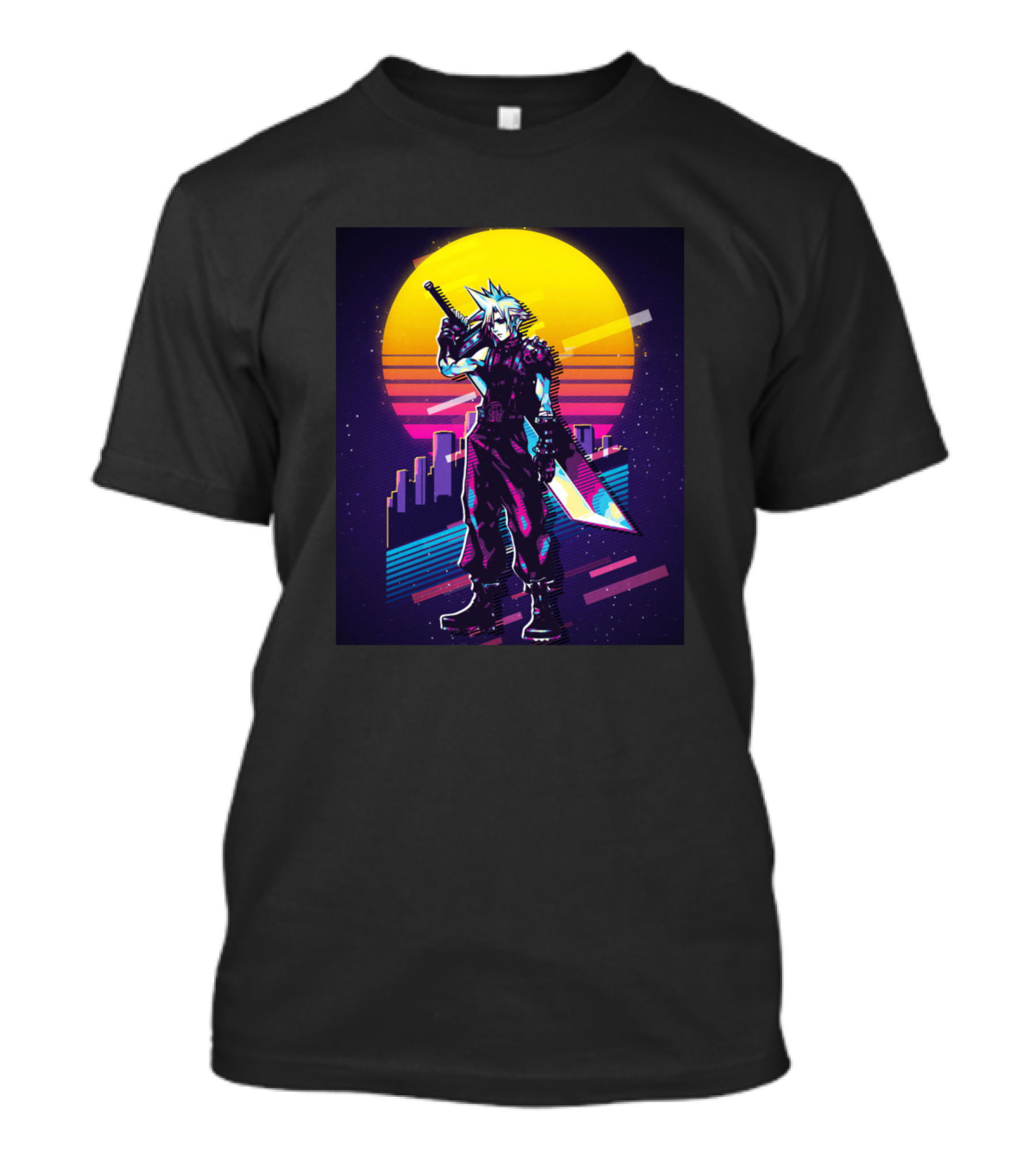 Sunset Soldier Retro Neon City Skyline T-Shirt