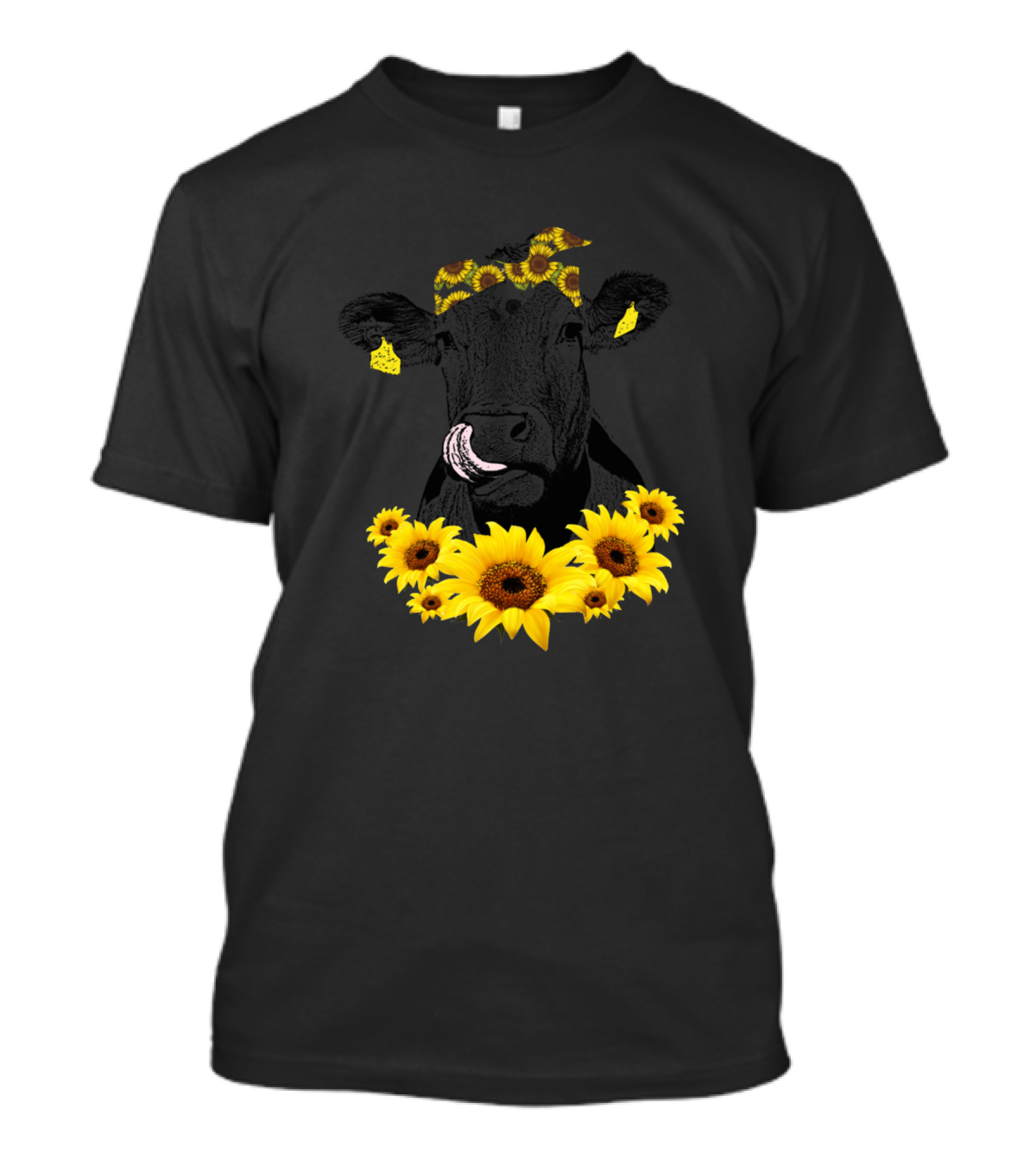 Sweet Cow With Sunflower Bandana And Sunflower Garland T-Shirt