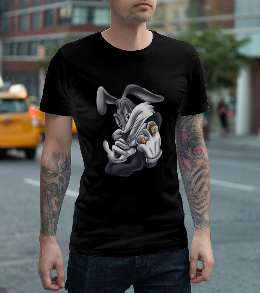Thugz Bunny Cartoon Character With Jewelry And Attitude T-Shirt