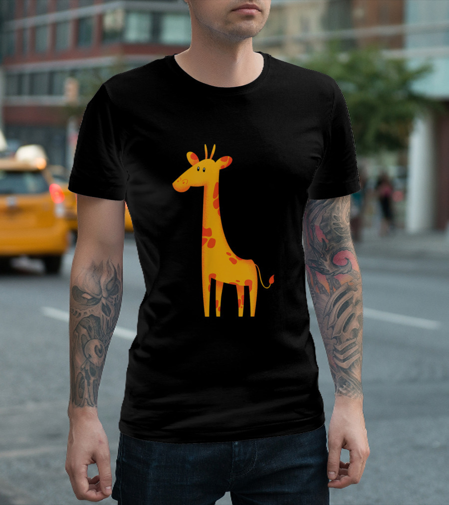 Toddler Idea Cute Giraffe Yellow Cartoon T-Shirt