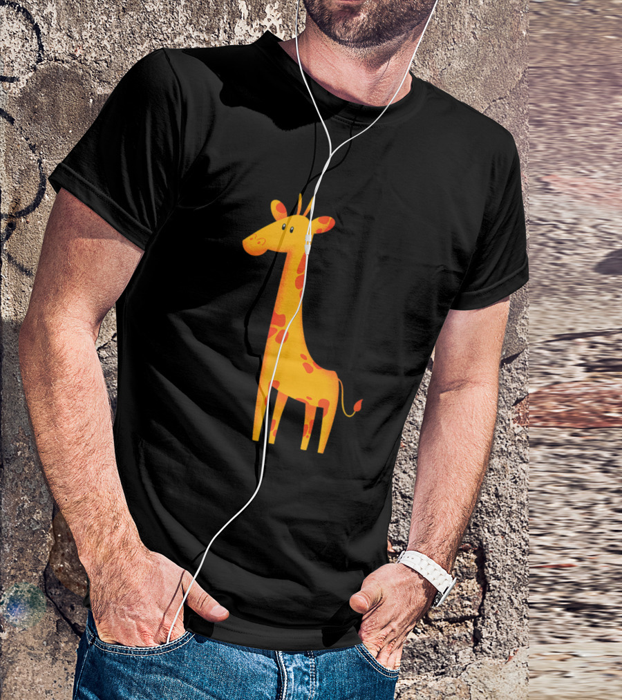 Toddler Idea Cute Giraffe Yellow Cartoon T-Shirt