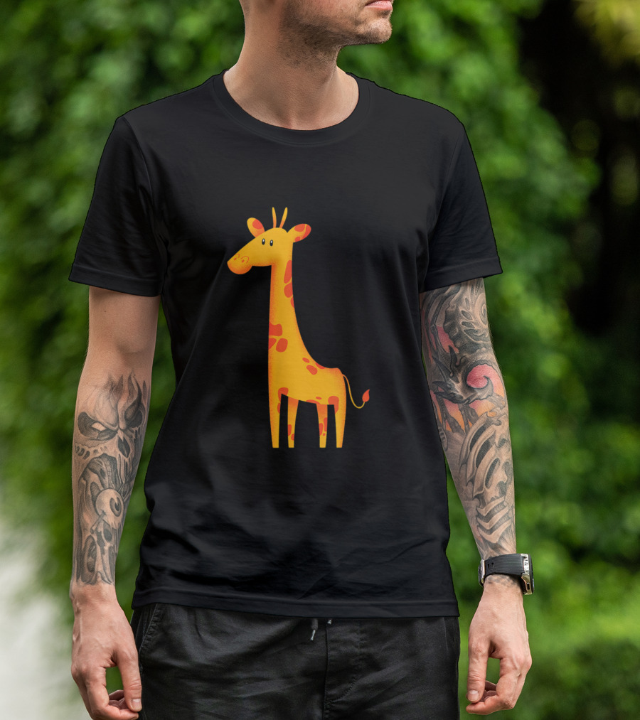 Toddler Idea Cute Giraffe Yellow Cartoon T-Shirt