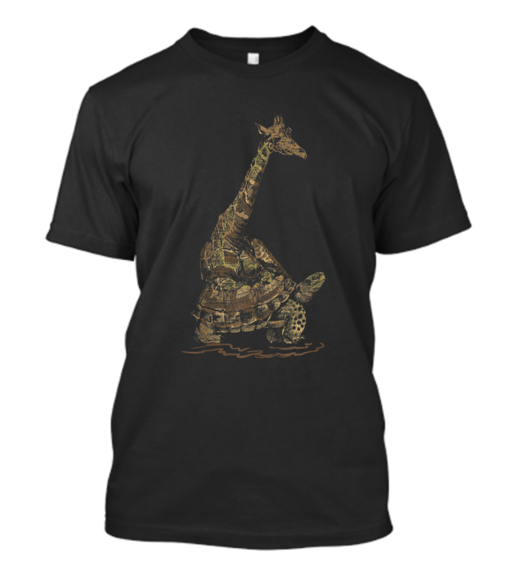Turtle Riding Giraffe Zoo Keeper Vintage T-Shirt