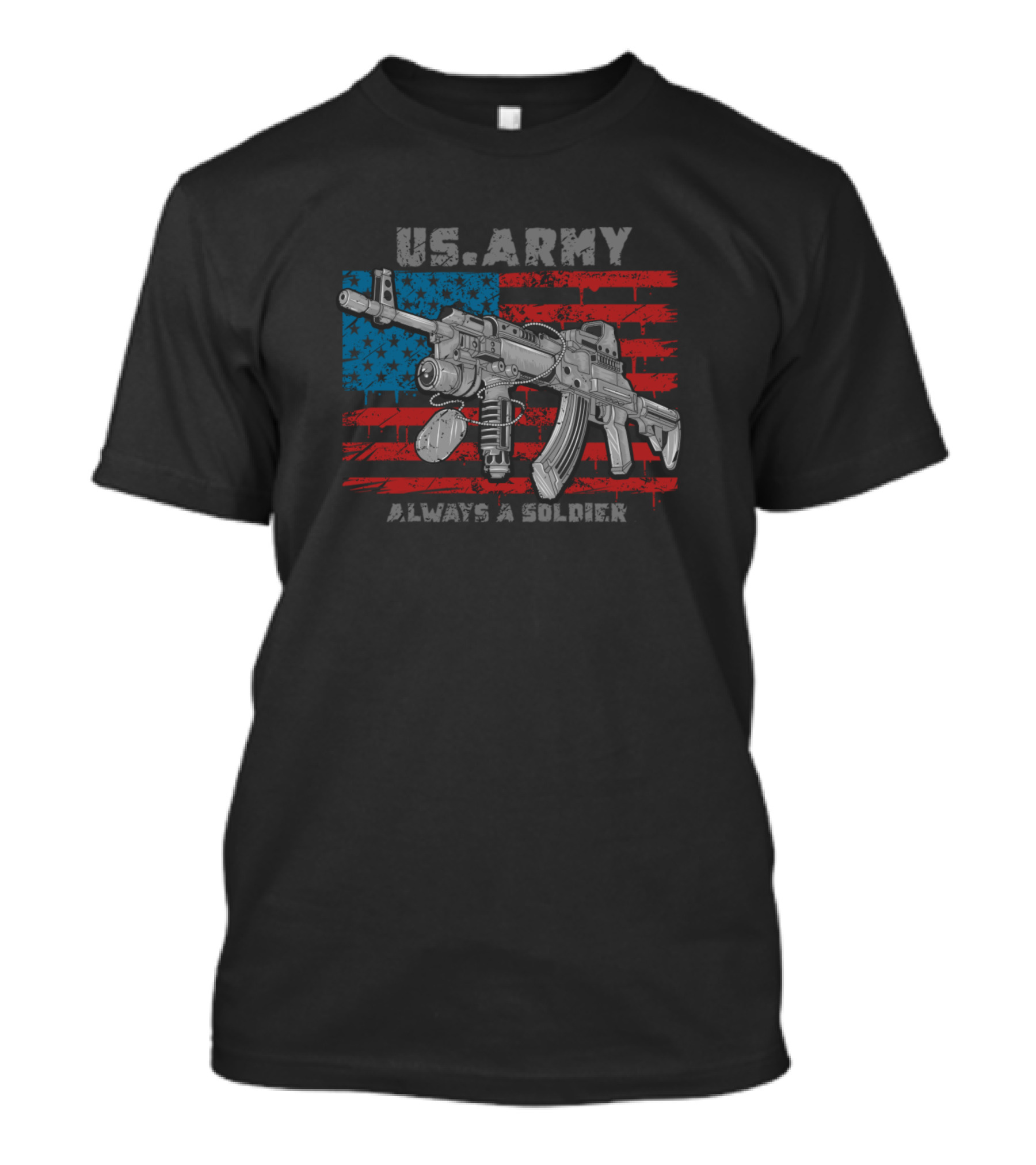 US Army Always A Soldier Rifle American Flag T-Shirt