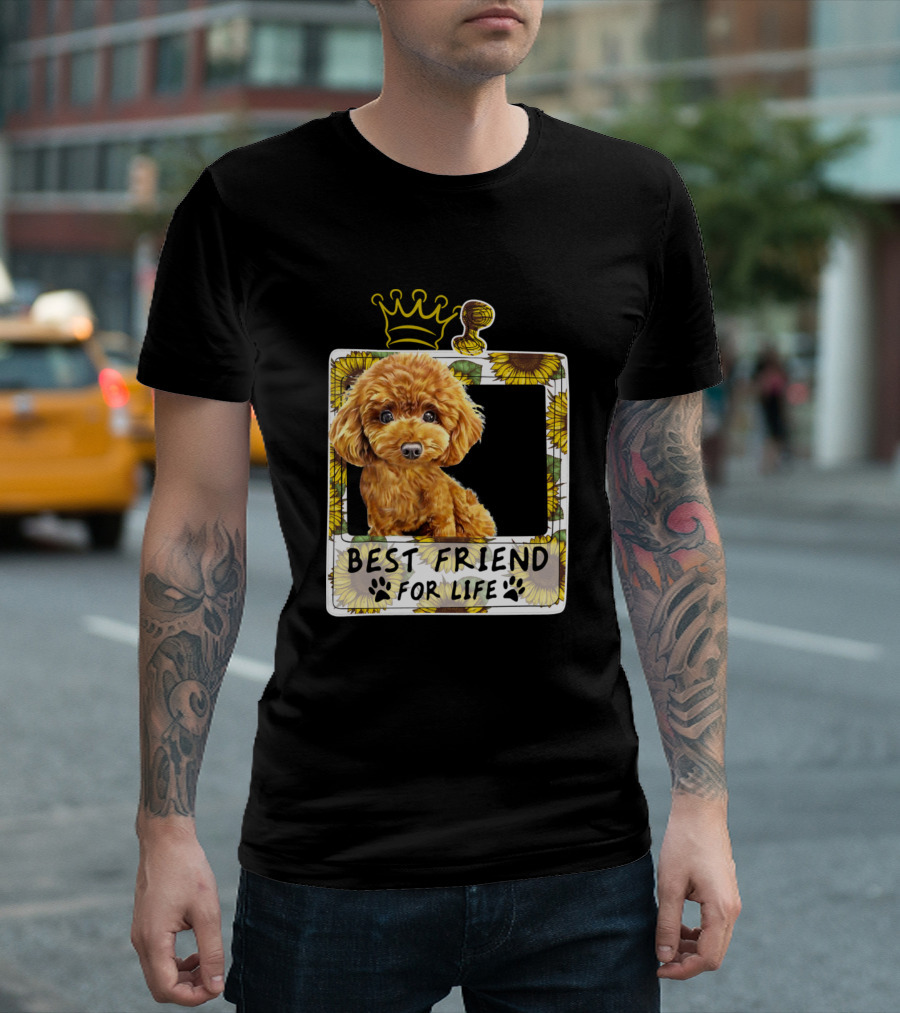 Best Friend For Life Poodle Sunflower Crown T-Shirt