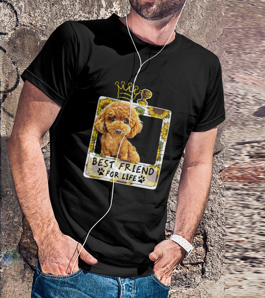 Best Friend For Life Poodle Sunflower Crown T-Shirt