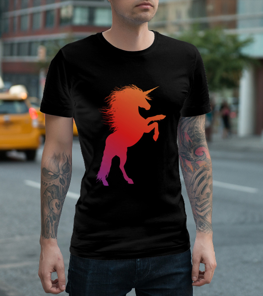 Purple And Orange Gradient Unicorn T-Shirt