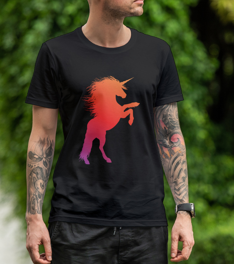Purple And Orange Gradient Unicorn T-Shirt