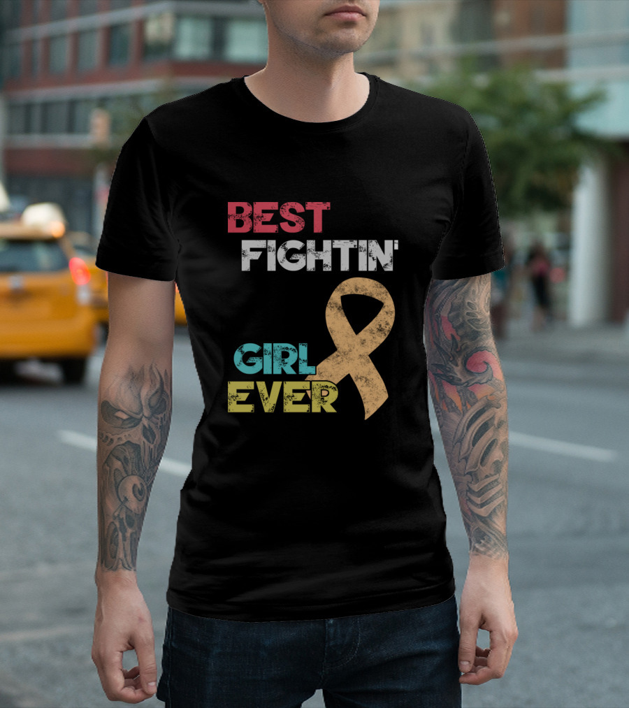 Best Fightin' Girl Ever Endometrial Cancer Awareness T-Shirt