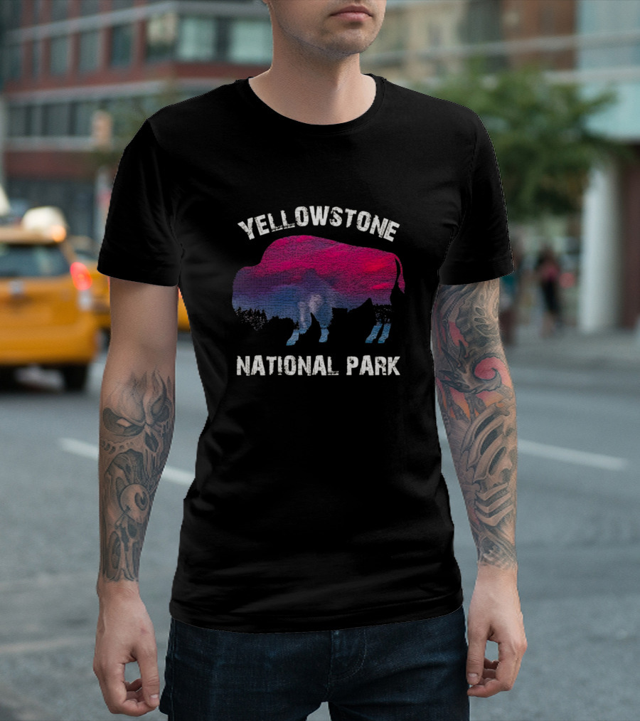 Yellowstone National Park Bison Sunset T-Shirt