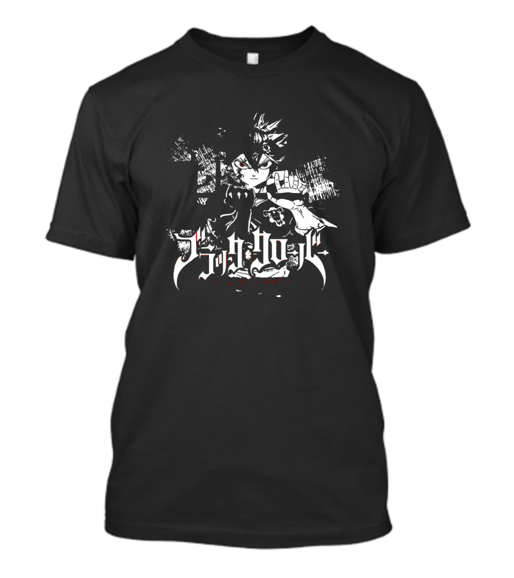 Black Clover Asta Stylized Japanese Text And Dynamic Pose T-Shirt