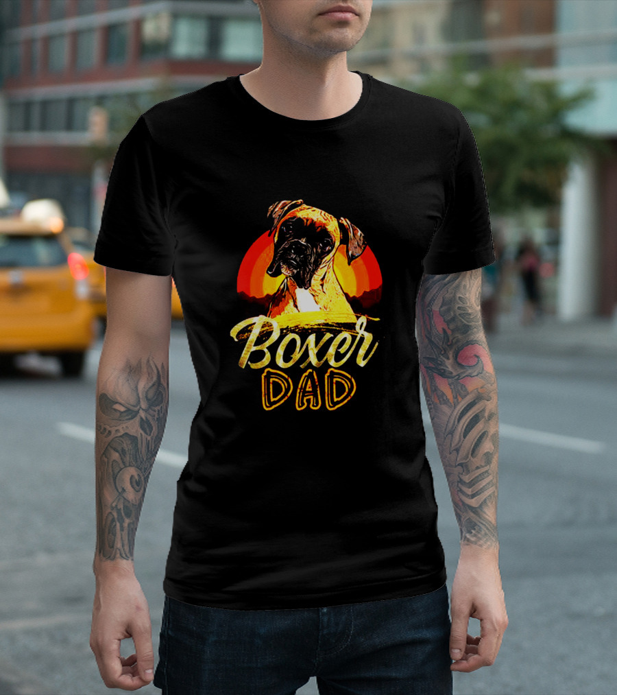 Boxer Dad Sunset Canine T-Shirt
